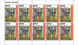 BURUNDI 2021 -  SHEETLET FEUILLET 10v - FAUNA FAUNE WILDLIFE ZERBES ZERBRE ZEBRA ZEBRAS - RARE MNH - Esel