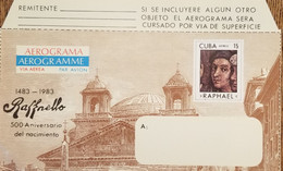 O) 1983 CUBA, CARIBBEAN, RAPHAEL SANZIO, PIETRO BAMBO, SISTINE CHAPEL, RENAISSANCE ART, AEROGRAM, UNUSED - Storia Postale