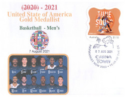 XX 5) 2020 Tokyo Summer Olympic Games - USA Gold Medal 7-8-2021 - Men's Basketball (with Basketball Stamp) - Verano 2020 : Tokio