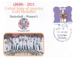 XX 5) 2020 Tokyo Summer Olympic Games - USA Gold Medal 8-8-2021 - Women's Basketball (with Basketball Stamp) - Verano 2020 : Tokio