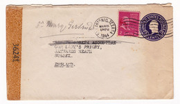Lettre San Antonio 1944 Censure Texas Entier Postal USA Examined By Censor WW2 Second World War Aywards Heath Sussex - 1941-60