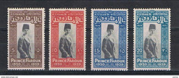 EGYPT:  1929  FAROUK  -  KOMPLET  SET  4  UNUSED  STAMPS  -  YV/TELL. 136/39 - Neufs