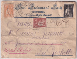 PORTUGAL - 1918 - ENVELOPPE CHARGEE ! RECOMMANDEE De ESTORIL => 123° INFANTERIE à LA ROCHELLE ! => HOPITAL AUFREDI ! - Lettres & Documents