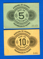 Roanne  Pg   De  1914 / 1918  Arsenal    5 Cents + 10  Cents   Du  42  Neuf - Notgeld