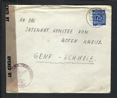 ALLEMAGNE Guerre 1939-1945: LSC De Würtzburg Pour La Suisse Affr. De 75p, Obl. CAD, Marques De Censure Américaine - Lettres & Documents