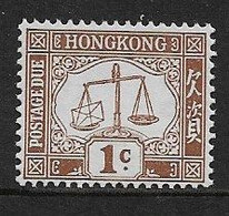 HONG KONG 1923 1c POSTAGE DUE SG D1a LIGHTLY MOUNTED MINT - Segnatasse