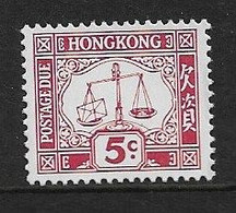 HONG KONG 1972 5c POSTAGE DUE SG D14a VERY LIGHTLY MOUNTED MINT Cat £18 - Impuestos