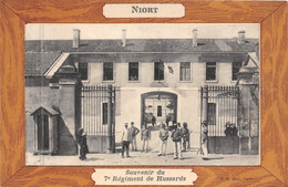 79-NIORT- CARTE DEPLIANTE- SOUVENIR DU 7 EME REGIMENT DE HUSSARDS - Niort