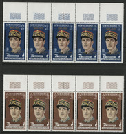 NEW HEBRIDES N° 306 + 307 2 Bandes De 5 Neuves ** (MNH) Cote 37,50 € Général De GAULLE Surchargés (voir Description) - Neufs