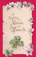 Prägekarte: Aufklappbare Um 1900, Herzlichen Glück-Wünsch - Autres & Non Classés