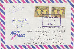 IRAQ 1999 Butterflies 150D Anthocharis Euphome Imperforate Pair On Very Rare R-Airmail-Cover To JORDAN - Irak