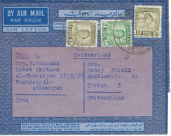 IRAQ 1951, Int. Mixed Franking On Very Fine Air Letter From Baghdad To Zurich - Irak