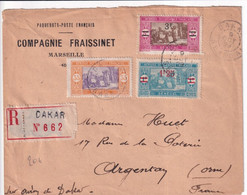 SENEGAL - 1929 - ENVELOPPE "PAQUEBOTS-POSTE FRANCAIS FRAISSINET"  RECOMMANDEE De DAKAR => ARGENTAN (ORNE) - Brieven En Documenten