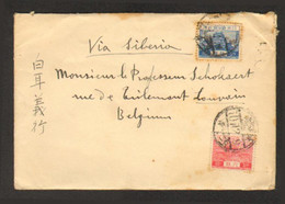 Lettre Du Japon Vers Louvain Via Siberia - Storia Postale
