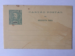 Portugal Macau, Postal Stationery, Cartao Postal Resposta Paga 2 Avos - Enteros Postales