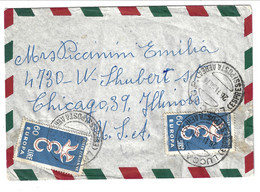 1958 Posta Aerea Air Mail Da Lucca Per Chicago USA - Stati Uniti. Coppia 60 Lire EUROPA CEPT 1958 - 1946-60: Marcofilia