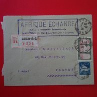 LETTRE RECOMMANDE ORAN AFRIQUE ECHANGE POUR TROYES 1926 - Brieven En Documenten