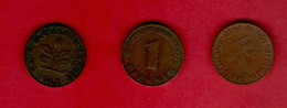 GERMANY "GDR", 1948-1950, Lot Of 3 Circulated Coins , 1 Pfennig,  KM101,  My Scannr. C3798 - 1 Pfennig