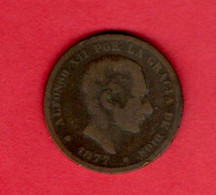 SPAIN, 1877, 5 Centimos, Alphonso XIII, My Scannr. C3958 - Monnaies Provinciales