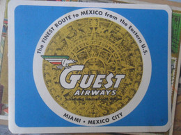 Guest Airways  Miami Mexico City - Étiquettes à Bagages