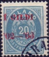 IJSLAND 1902 Opdruk I GILDI Rood Op 20aur Ovaal Perf 12¾ GB-USED - Used Stamps