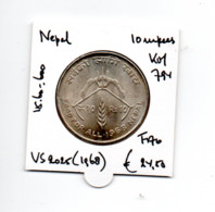 NEPAL 10 RUPEES VS2025/1968 ZILVER FAO - Népal