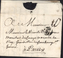Marque B Couronné Bordeaux 9 Aout 1766 Lenain N°10 Taxe Manuscrite 10 Pour Paris - 1701-1800: Precursors XVIII