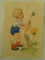 CPA Illustrateur LUNGERS HAUSEN - Enfant Soufflant Sur Une Fleur Pissenlit - Künstlerkarte - Hausen, Lungers
