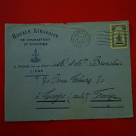 DEVANT DE LETTRE ROYALE LIEGEOISE DE GYMNASTIQUE ET D ESCRIME POUR TROYES 1920 - Cartas & Documentos