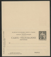 CHAPLAIN Carte PNEUMATIQUE Avec REPONSE PAYEE Neuve  30 Ct Noir N° B 14 Cote 60 € (trace De Collage Au Verso) - Pneumatici