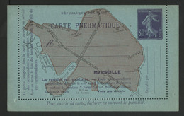 SEMEUSE CAMEE Carte Lettre PNEUMATIQUE DE MARSEILLE Neuve  30 Ct Violet N° K 7 Cote 300 € (voir Description) - Pneumatici