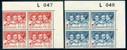 DENMARK 1964 Red Cross In Blocks Of 4 With Control Number MNH / **. Michel 421-22 - Unused Stamps