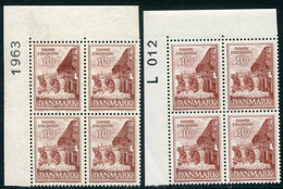 DENMARK 1962 Nature Protection Both Papers In Blocks Of 4 With Control Number MNH / **. Michel 404x,y - Ungebraucht