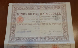 Algérie - Mines De Fer D'Aïn-Oudrer  Action 500 Francs 1895 Paris - Rar - Other & Unclassified