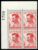 DENMARK 1960 Finsen Centenary In Block Of 4 With Control Number MNH / **. Michel 384 - Nuevos