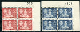 DENMARK 1960 Royal Silver Wedding In Blocks Of 4 With Control Number MNH / **. Michel 381-82 - Unused Stamps