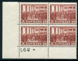 DENMARK 1949 Centenary Of Constitution In Block Of 4 With Control Number MNH / **. Michel 319 - Ongebruikt