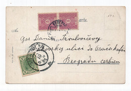 1906 AUSTRIA,VIENNA POSTCARD,USED,POSTAGE DUE,SERBIA,BELGRADE, PAIR 5 PARA PORTO SERBIA STAMPS - Ringstrasse