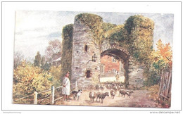 WINCHELSEA Sussex The Strand Gate Art Artist Drawn Postcard By W.H. Borrow Shepherd With Sheep - Other & Unclassified