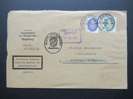 DR Dienst Strohhutmuster MiF Amtsgericht Augsburg Ortsbrief Mit Stempel Zurück 27. Nov. 1934 Rücks. Viele Vermerke!! - Service