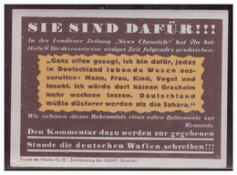 Dt- Reich (006819) Propagandaspruch Parole Der Woche NR 33 "Sie Sind Dafür!!! Zentralverlag Der NSDAP, München - Unclassified
