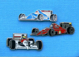 3 PIN'S //  ** 3 F1 / RENAULT LIGIER / McLAREN HONDA / FERRARI ** . (LOCOMOBILE (94)) - F1