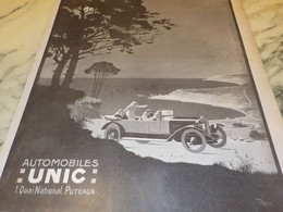 ANCIENNE PUBLICITE A PUTEAUX DES AUTOMOBILES  UNIC  1920 - Voitures