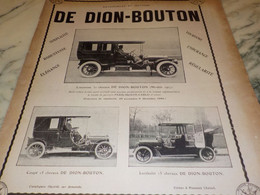 ANCIENNE PUBLICITE LIMOUSINE  DE DION BOUTON 1907 - Voitures