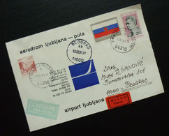 Yugoslavia 1981 Special Airmail Cover From Ljubljana Slovenia To Beograd Serbia - Flag Airport Pula Croatia AZ38 - Cartas