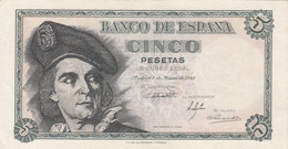 CRBS0106 BILLETE ESPAÑA 5 PESETAS 1948 EBC CON DOBLES 15 - Altri & Non Classificati