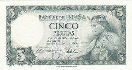 CRBS0113 BILLETE ESPAÑA 5 PESETAS 1954 SIN CIRCULAR SIN SERIE 15 - Other & Unclassified