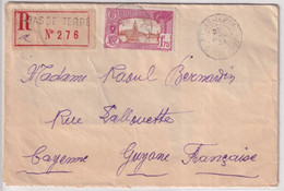 GUADELOUPE - 1937 - 1.75 RARE SEUL Sur LETTRE (COTE DALLAY = 120 EUR) RECOMMANDEE De BASSE TERRE => CAYENNE (GUYANE) ! - Storia Postale