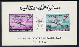 Afghanistan 1961 Mosquito Anti Malaria (50p & 175p) Imperf M/sheet U/M Mi BL 15B - Afghanistan