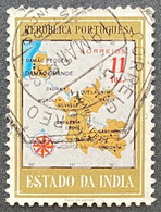 INP0463U - Damão Geographic Map - 11 Tangas Used Stamp - Portuguese India - 1957 - Portugees-Indië